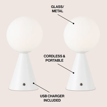 Macie 11.75" Modern Minimalist Globe Rechargeable/Cordless Dimmable Integrated LED Table Lamp with Touch Sensor